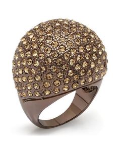JCE1652 Chocolate Gold Brass Ring with Top Grade Crystal  in Citrine Yellow